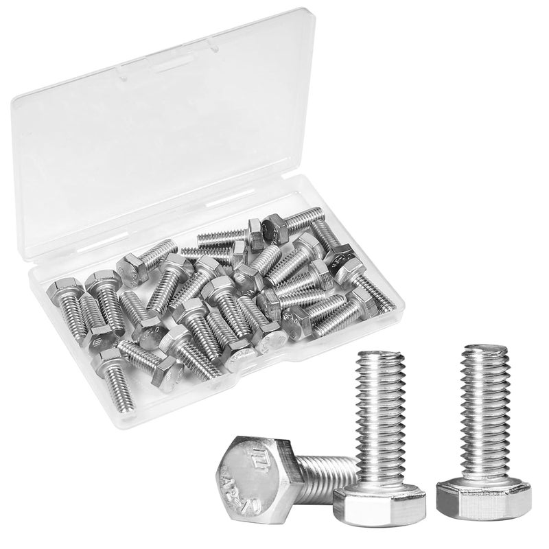Yinpecly 25 Pcs M6 Hex Bolts M6-1.0 x 16mm Hex Head Screw Bolt 304 Stainless Steel M6-1.0mm Hexagon Bolts Hex Head Screws, Metric Machine Fully Thread, Bright Finish - Image 1